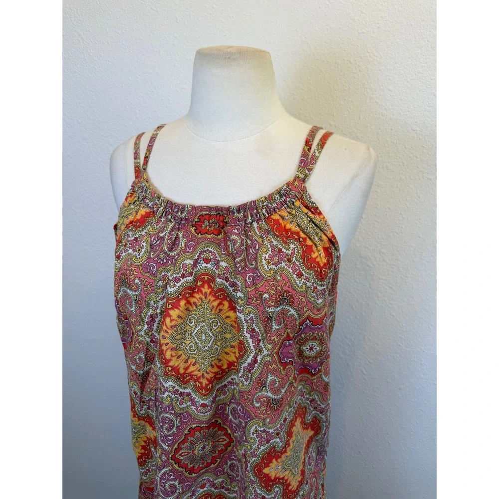 Vtg Y2K J Crew Paisley Strapless Shift Dress Womens XS Aztec Geometric Retro